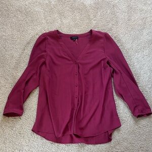 STATE Women's Deep Red V-Neck Blouse